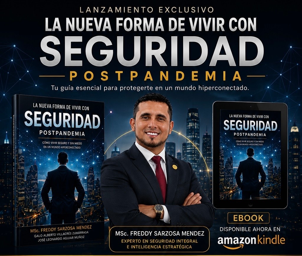 Portada del libro Seguridad Postpandemia — MSc. Freddy Sarzosa Méndez
